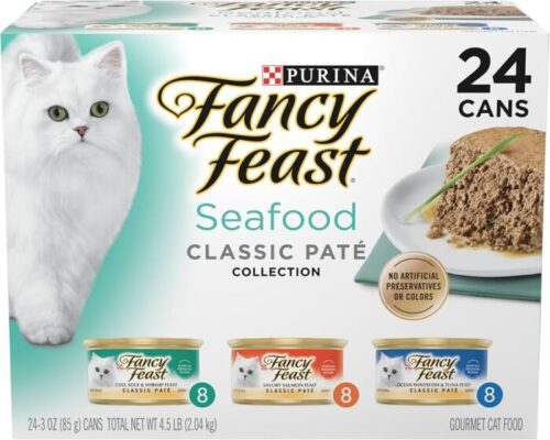 Purina Fancy Feast Seafood Classic Pate Collection Grain Free Wet Cat Food Variety Pack Pros, Cons & Review